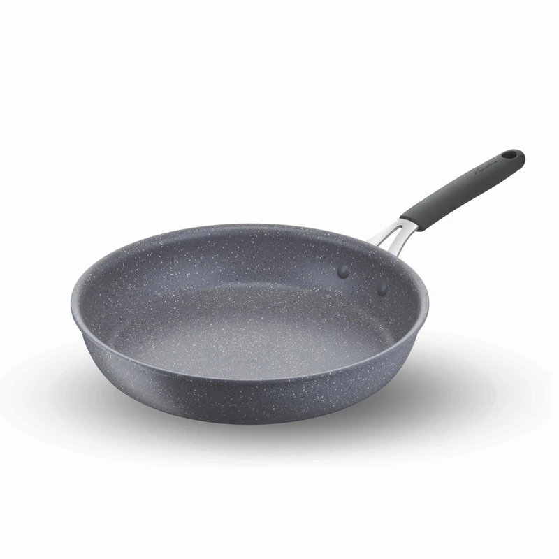 Lagostina Hardening Mineral Non-Stick Steel and Aluminium Frying Pan with Mineral Coating Ø 30 cm, Silicone Handle, Stone Effect, Suitable for All Heat Sources