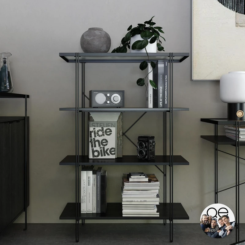 DHP Furniture Wainwright 4 Shelf Bookcase Black Oak Look