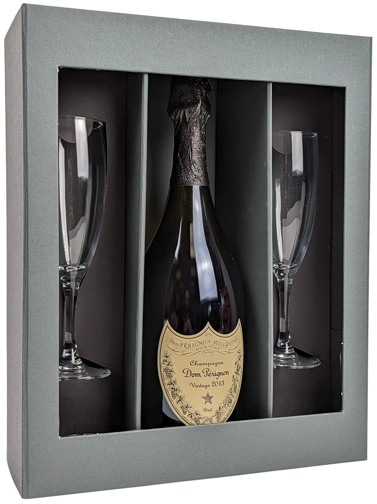 Dom Perignon Vintage 2013 Champagne 75cl with Flutes Gift Set - Sparkling Brut Champagne for Birthday, Christmas, Valentines, Wedding Present