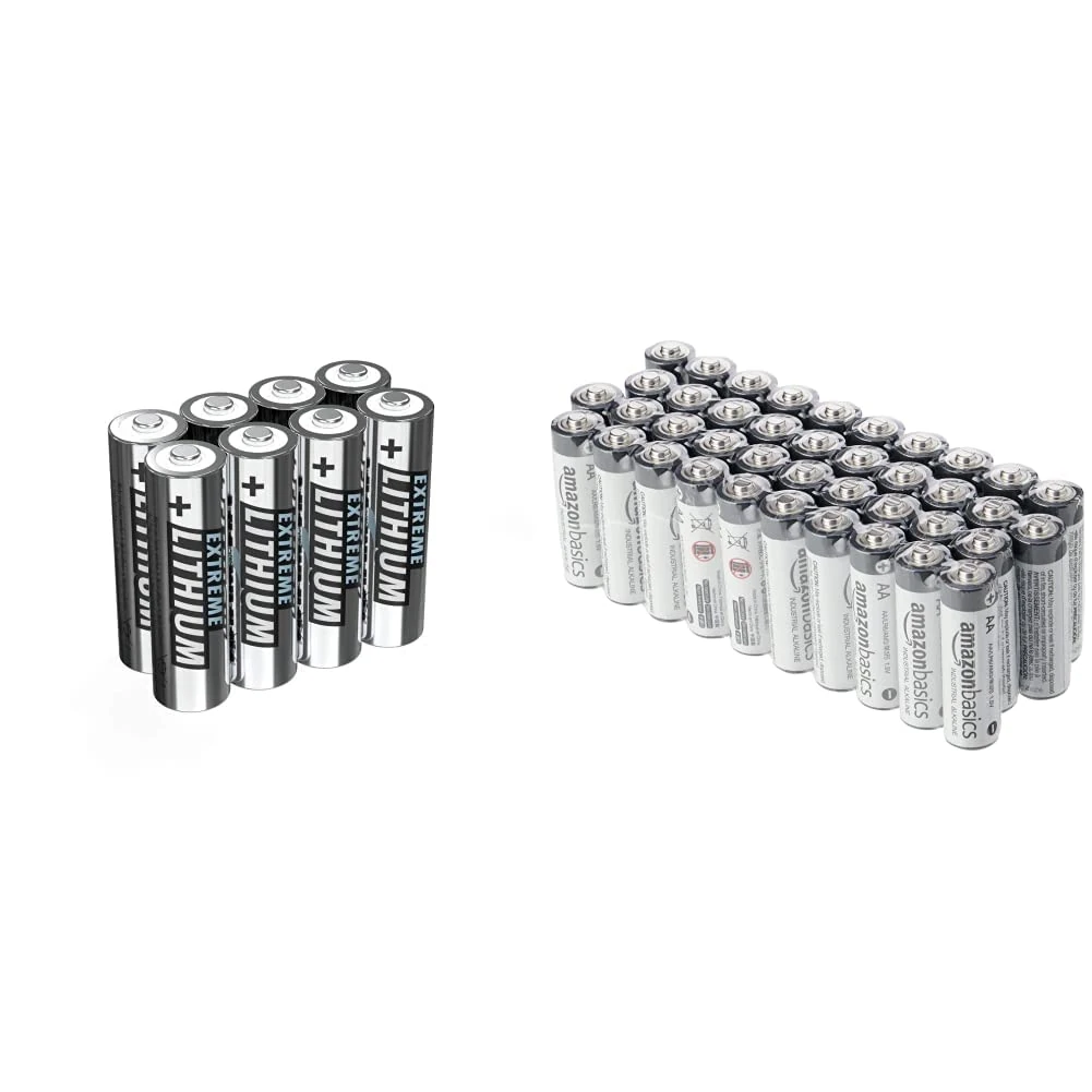 Ansmann AA Batteries [Pack of 8] Long Lasting High Capacity Disposable AA Type 1.5V Extreme Lithium Battery For Flashlight & Amazon Basics AA Alkaline Batteries, Industrial Double A, 40-Pack