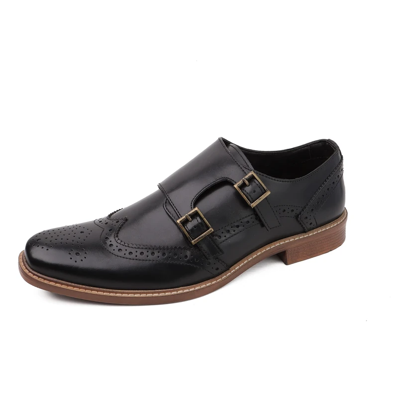 DIVCHI Men Monk Shoes Buckle Strap Slip on Loafers
