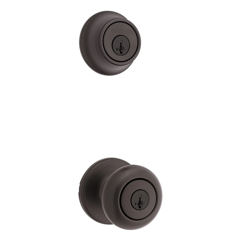 690 Cove Keyed Entry Knob and Single Cylinder Deadbolt Combo Pack Featuring SmartKey in Venetian Bronze Featuring Microban