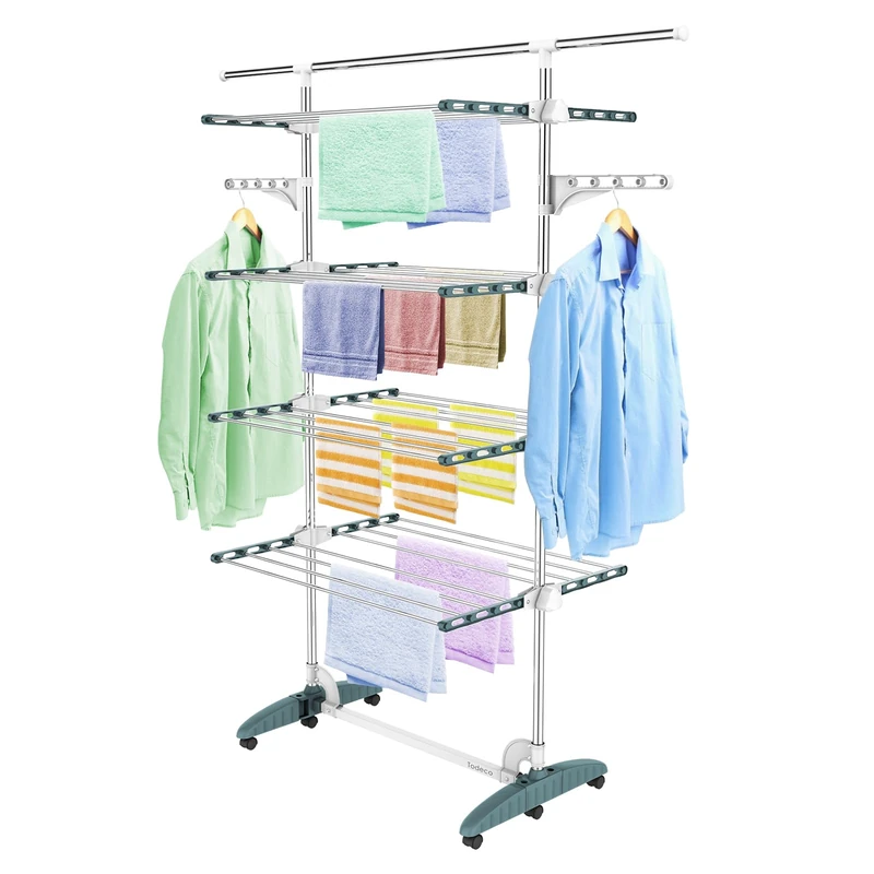 Todeco Clothes Airer, Stainless Steel, Teal, F