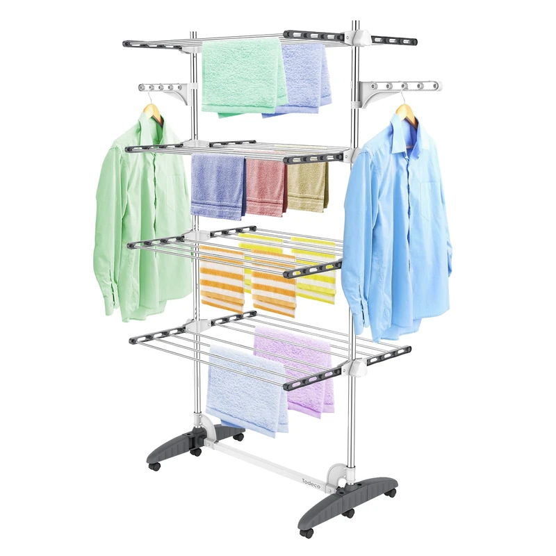 Todeco Clothes Airer, Stainless Steel, Grey, F