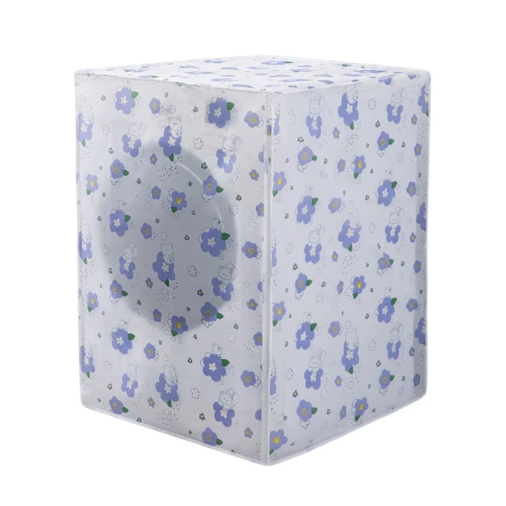 Odot Washer Dustproof Cover Front Load, Plastic Washing Machine Dryer Protector Sunscreen Waterproof Tumble Dryer Case Protective Cover for Most Front Loadi (M-62x63x85cm,purple floral)