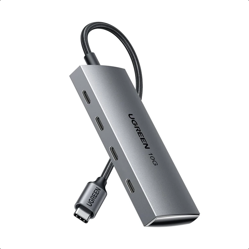 UGREEN USB C Hub 10Gbps, 4 Ports USB C 3.2 Gen 2 Hubs, Type-C Multiport Splitter Compatible with MacBook Pro 2021/2018, MacBook Air, iPad Pro 2022/2020/2018, iPad Mini 6 and iPhone 15/16/17, etc