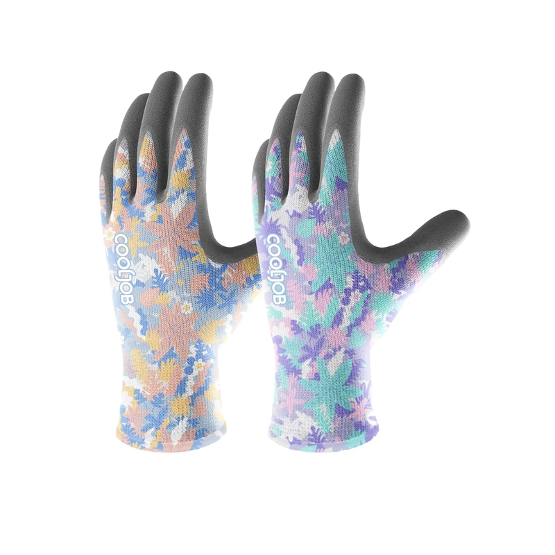 COOLJOB Gardening Gloves for Women, 2 Pairs Ladies, Comfortable Breathable Rubber Garden Gloves, Medium Size Fits Most, Varied Colors, 2 Pairs Pack