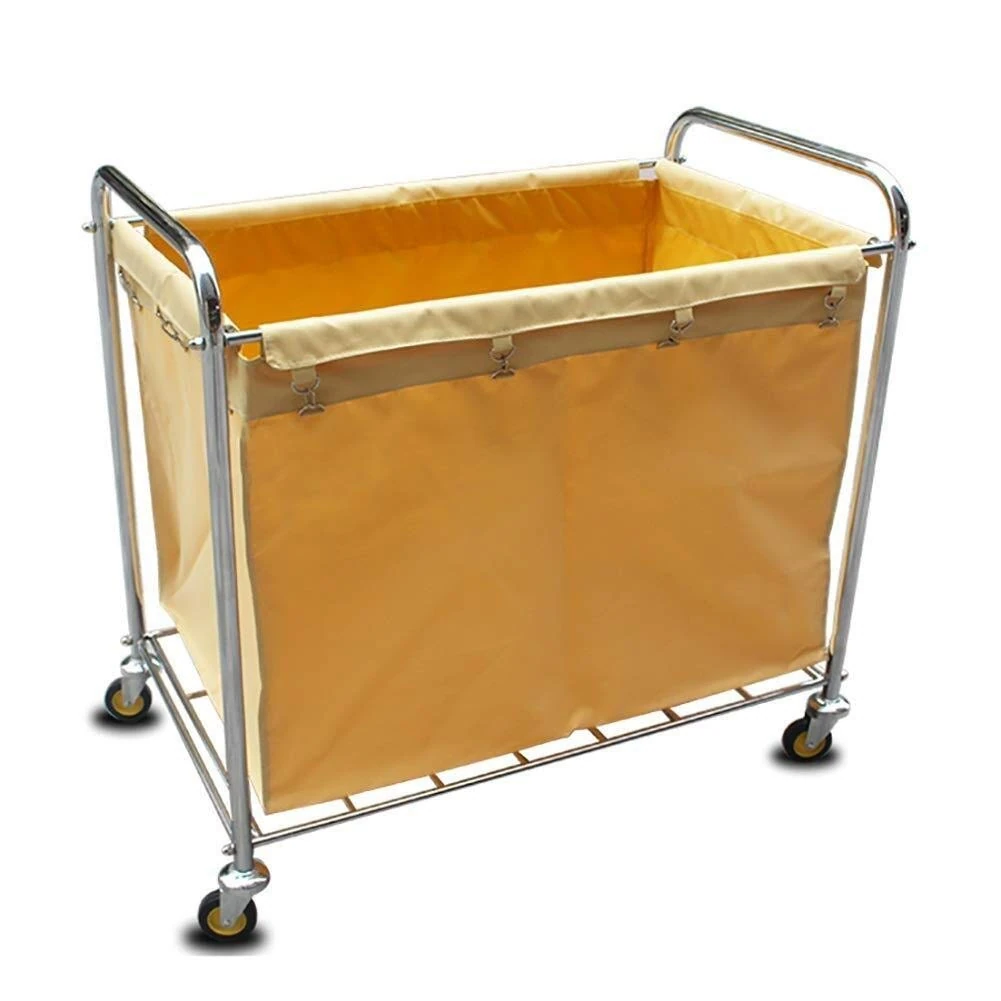 Stainless Steel Commercial Room Service Trolley，Utility Cart for Hotels Hospital，Laundry Hamper Trolley with Wheels，220 Lbs Load, Generic