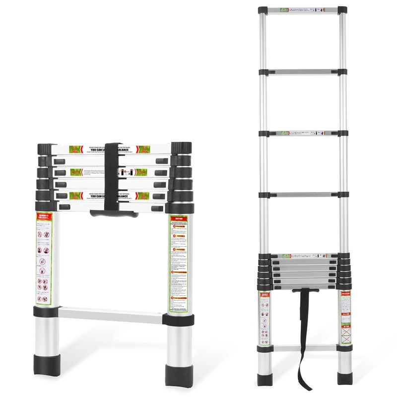 Telescopic Ladder, 6.5FT RIKADE Aluminum Telescoping Ladder with Non-Slip Feet, Portable Extension Ladder for Household and Outdoor Working, 330lb Capacity, 2.0m/6.5FT (RK-SST-20)