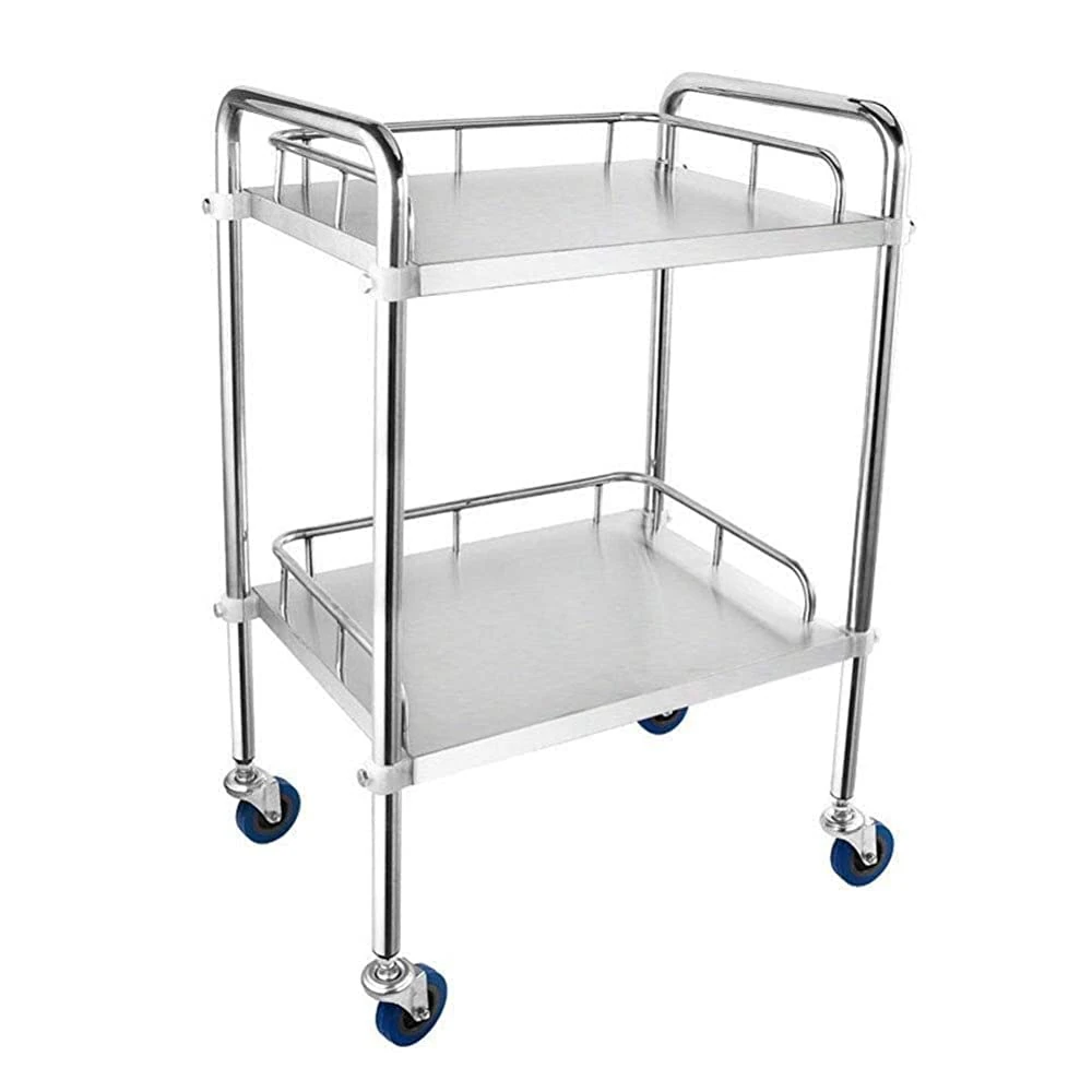 2-Tier Shelf Stainless Steel Service/Utility Cart, Trolley丨beauty Hairdressing Storage Metal Holder, 130 Lbs Load/60X40X86Cm, Generic, 50 * 40 * 86Cm