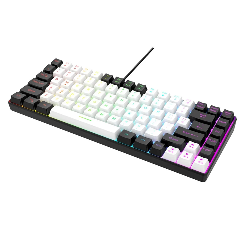 Annadue Gaming Keyboard, DC 5V Wired 84 Key Mini Mechanical Keyboard with RGB Light Emitting, Desktop Laptop Office Gaming Keyboard. 150mA (White)