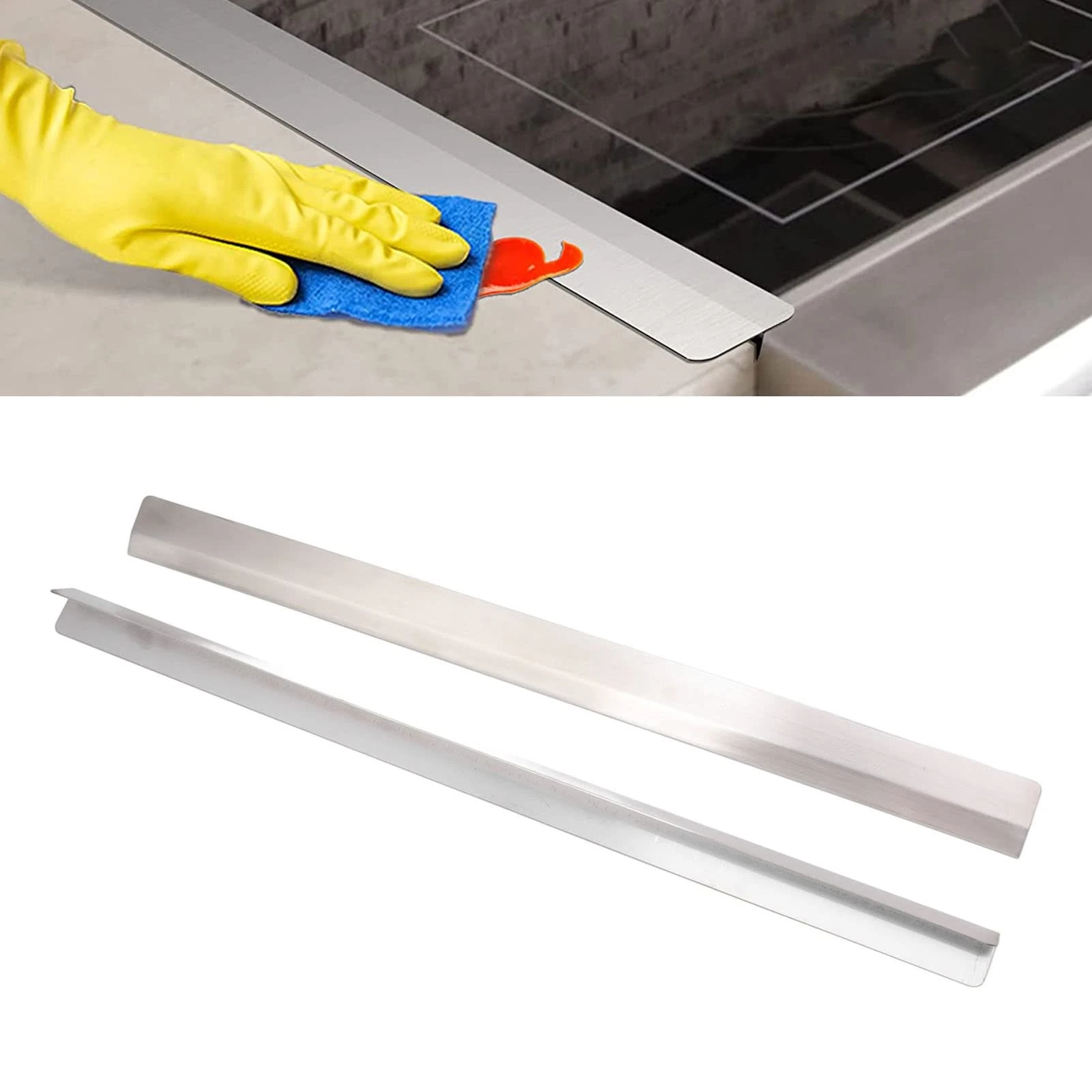2PCS Kitchen Stove Counter Gap Covers, Stainless Steel Stove Gap Covers, Heat Resistant Easy to Clean Stove Counter Gap Cover, Stove Gap Guards, Oven Gap Filler