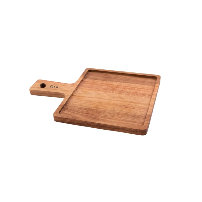 Point-Virgule Acacia Square Serving Board with Handle, Hamburger Board, 30x25cm - Image 1