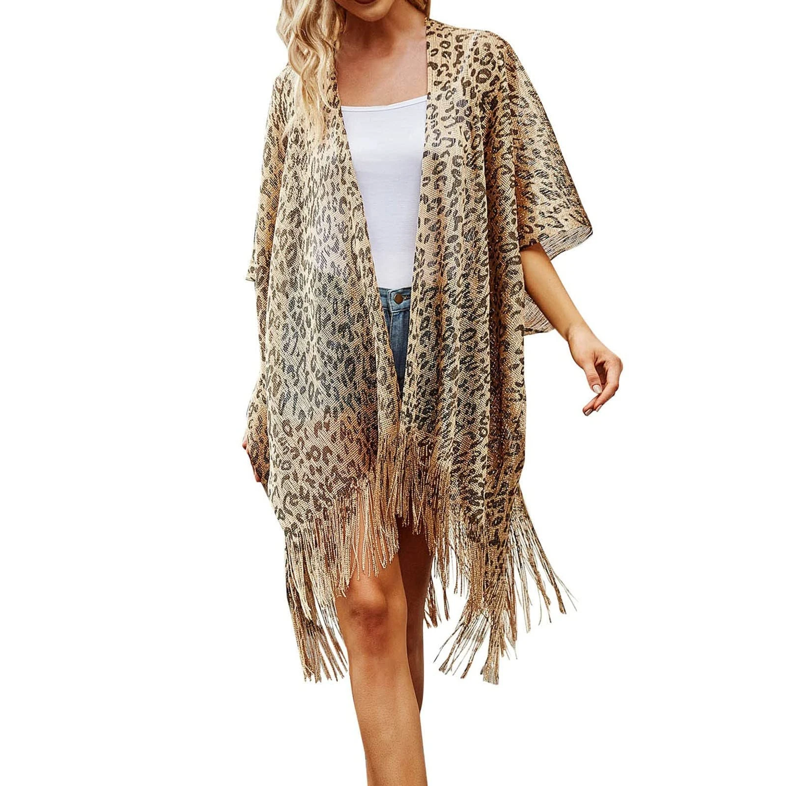 Cover ups for Women Beachwear Boho Bathing Suit Cover Ups Womens Floral Kimono Print Cardigan Sheer Swimsuit Coverup Loose Casual Beach Resort Wear for Women Hair Cut Cover up Gold