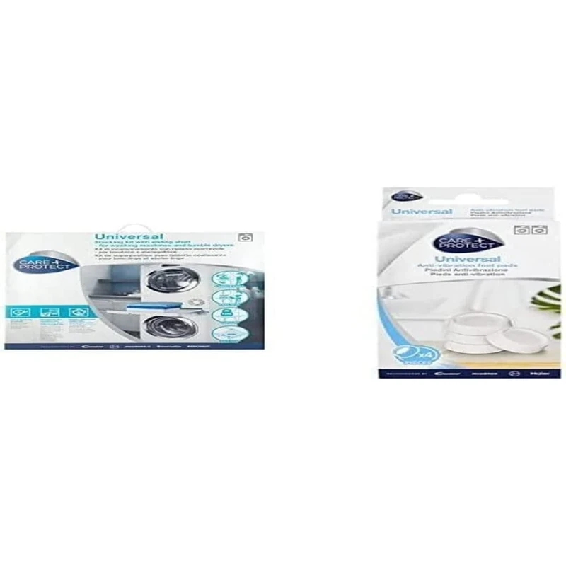 Bundle of CARE+PROTECT Universal Stacking Kit with Sliding Shelf for Wachine Machines and Dryers + CARE+PROTECT Anti-Vibration Rubber Foot Pads