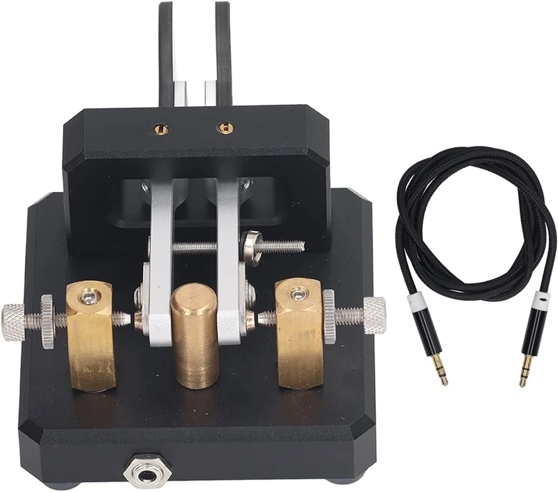 3.5mm Jack Morse Code Double Paddle Key mini Finger Operated CW shortwave Radio (Black)