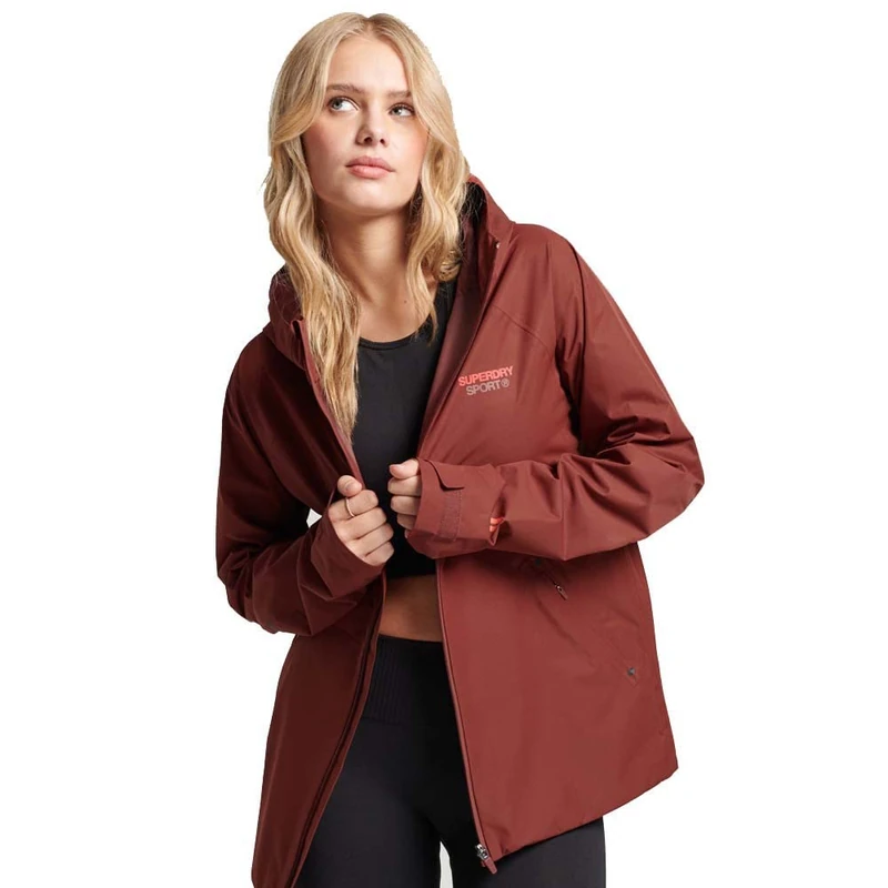 Superdry Women's Waterproof Jacket, Fired Brick Brown, UK 16
