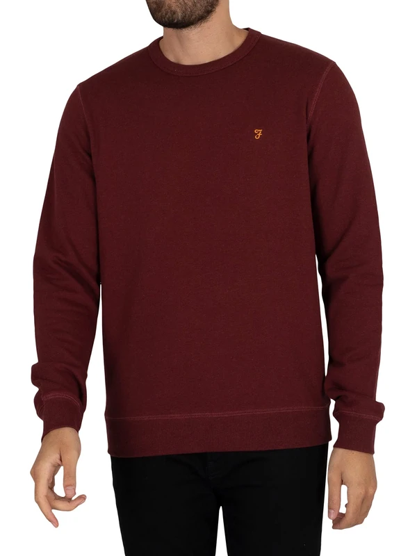 Farah - Men's Sweatshirt, Tim Organic Cotton, Crew Neck Sweatshirt, Farah Red Marl, 3XL