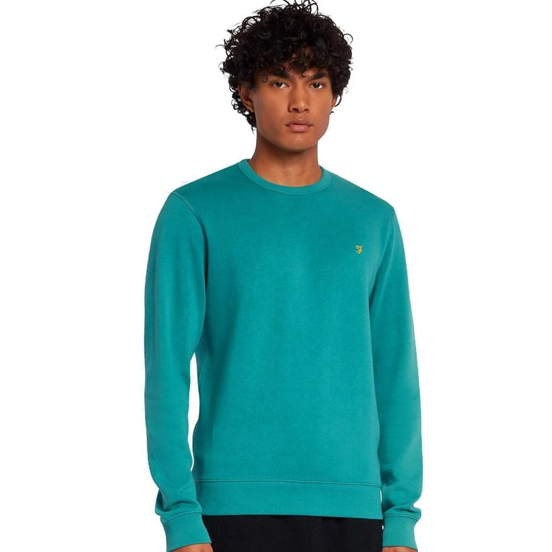 Farah - Men's Sweatshirt, Tim Organic Cotton, Crew Neck Sweatshirt, Mallard Green, XS