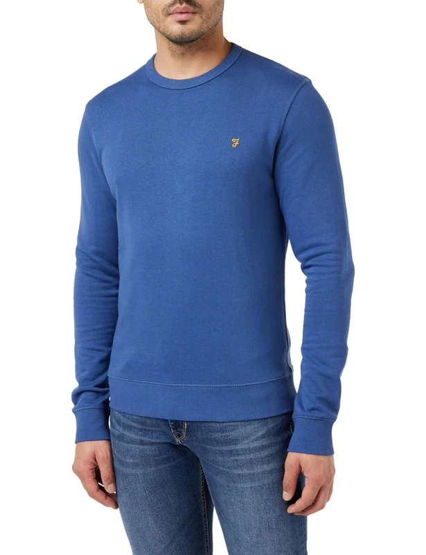 Farah - Men's Sweatshirt, Tim Organic Cotton, Crew Neck Sweatshirt, Steel Blue, XL - Image 1