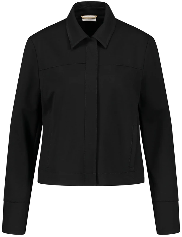 Gerry Weber Women's Classic Blazer Jacket with Concealed Button Placket, Long Sleeve, with Slit, Plain, Black, 16