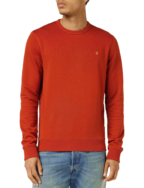 Farah - Men's Sweatshirt, Tim Organic Cotton, Crew Neck Sweatshirt, Crimson, XL