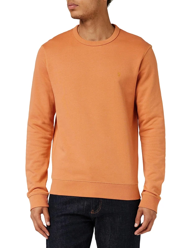 Farah - Men's Sweatshirt, Tim Organic Cotton, Crew Neck Sweatshirt, Mandarin, XS
