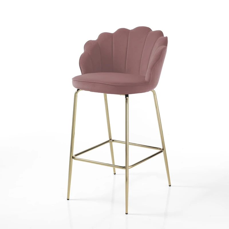 Oresteluchetta Stool, Suede Metal, Powder Pink, H.92L.56 P.58