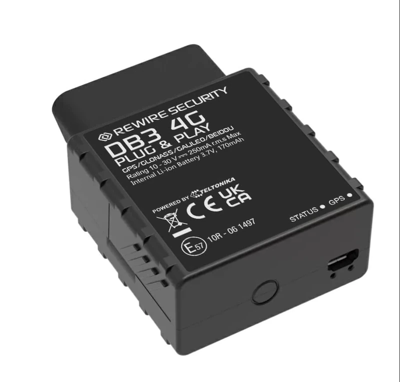 REWIRE SECURITY DB3 4G Plug & Play OBD GPS Vehicle Tracker – Portable Real-Time Locator for Car, Truck, Van | Easy to Install | Automatic Alerts | Covers 120+ countries | Low-Cost Monthly Subscription