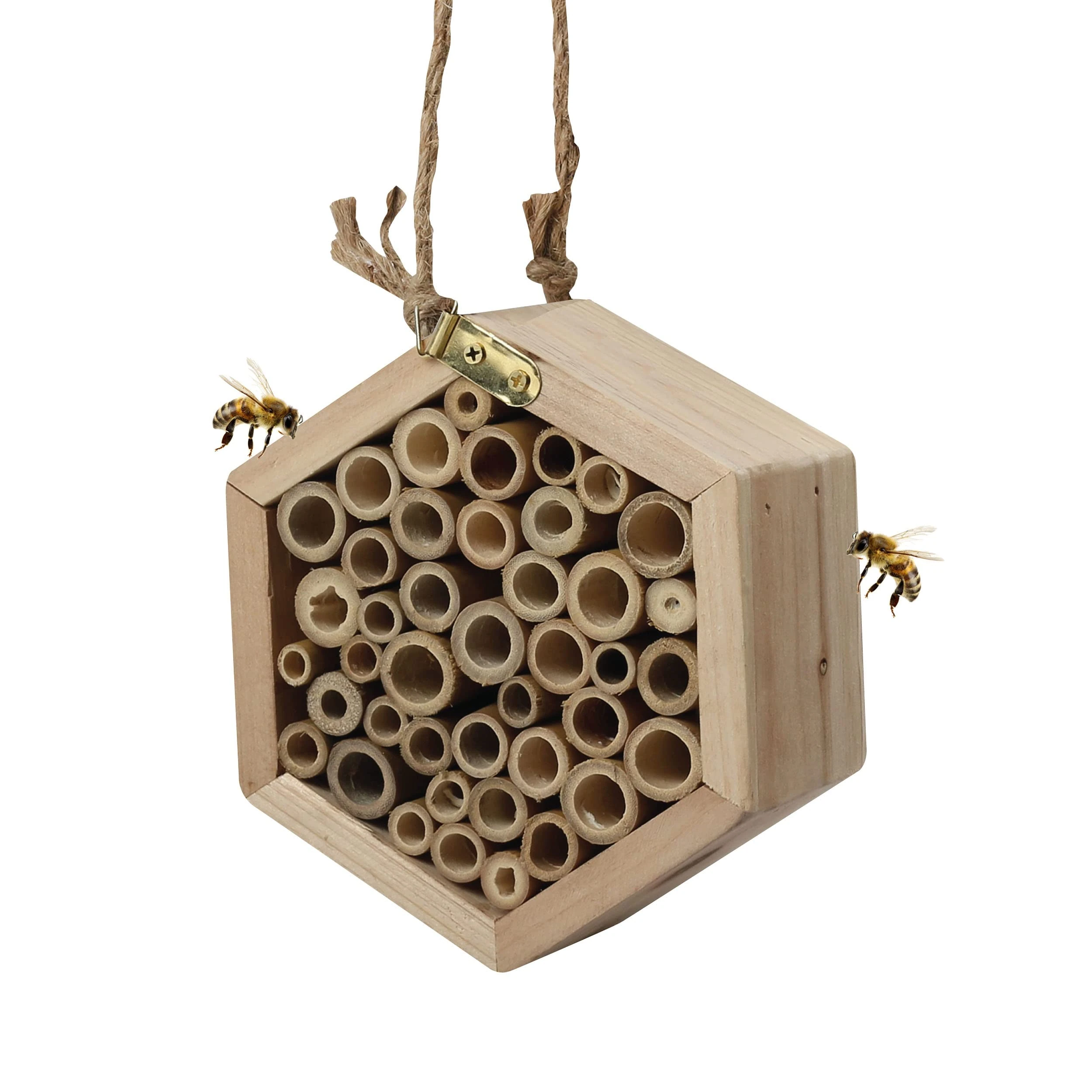 Wooden Insect Bee Bug House Natural Eco-Friendly Wood Insect Hotel Garden Nest Easy Installation Beautiful Design Easy Care (1281 - Hexagonal Insect House)