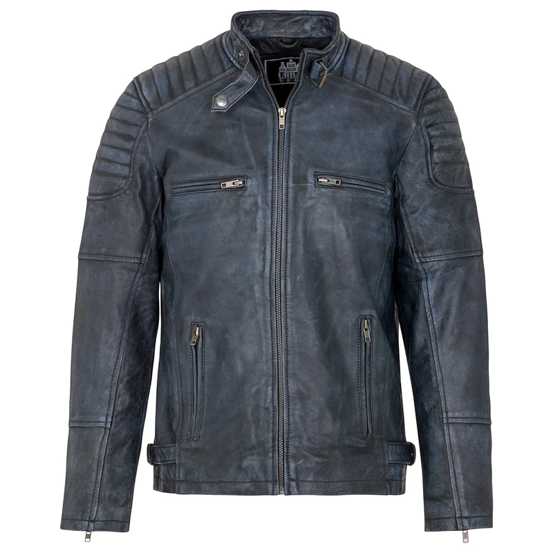 URBAN 5884 Ralf Men's Jacket, Soft and Durable Genuine Sheepskin Jacket, denim, M