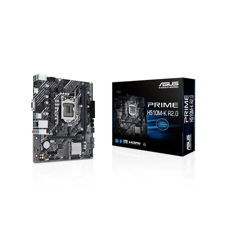 ASUS PRIME H510M-R R2.0-SI Intel H510 LGA 1200 Micro ATX Motherboard (PCIe 4.0, HDMI, VGA, USB 3.2 Gen 1 Type-A, SATA 6Gbps, Armoury Crate, 5X Protection III) (Pakage may vary)