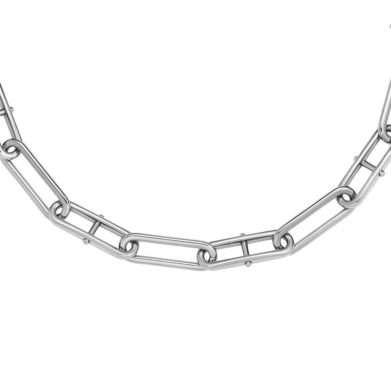 Fossil Necklace for Women Heritage D-Link Stainless Steel Chain Necklace, Length: 375mm+60mm, JF04503040
