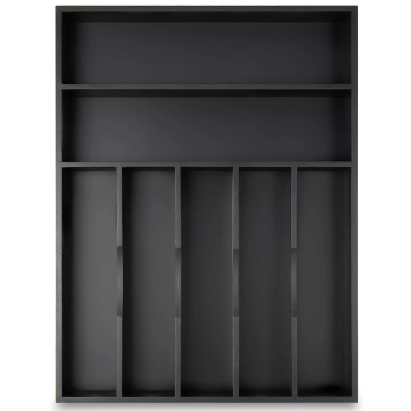 Besilord Silverware Organizer Kitchen Drawer Organizer Utensil Organizer Bamboo Silverware Holder Cutlery Organizer in Drawer Flatware Organizer Tray(7 slots, Black