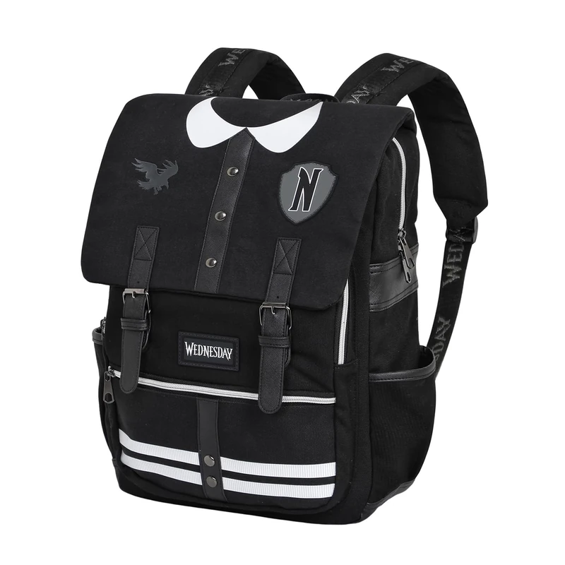 Wednesday Varsity-Oxford Backpack, Black, 14 x 29 x 40 cm, Capacity 16 L
