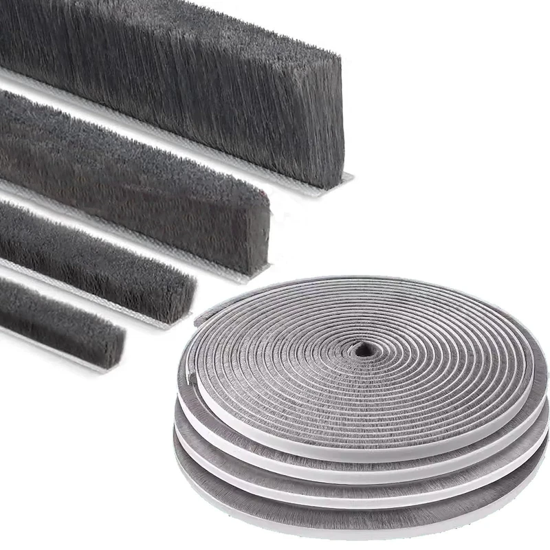 ZOMPAGO 10m Weather Stripping Brush Seal for Windows & Doors,Self-Adhesive Draft excluder,9mm T x 9mm W,Noise Reducing & Dustproof Draught Excluder for Sliding Doors/Windows,Cabinets,Wardrobes,Grey
