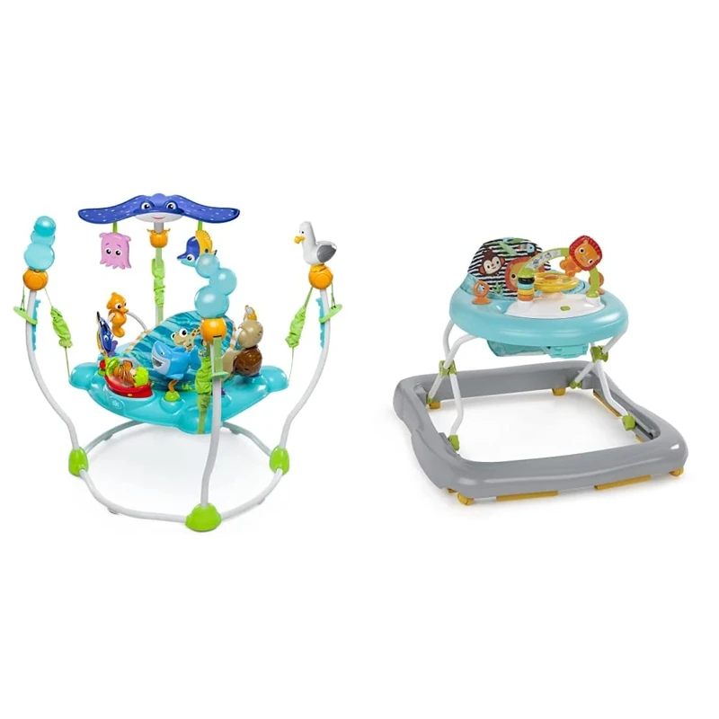 Bright Starts, Disney Baby, Finding Nemo Sea of Activities Jumper, Activity Centre with 13 Activities, Lights & Zig Zag Zebra Baby Walker with Removable Activity Toy Station, Adjustable Height