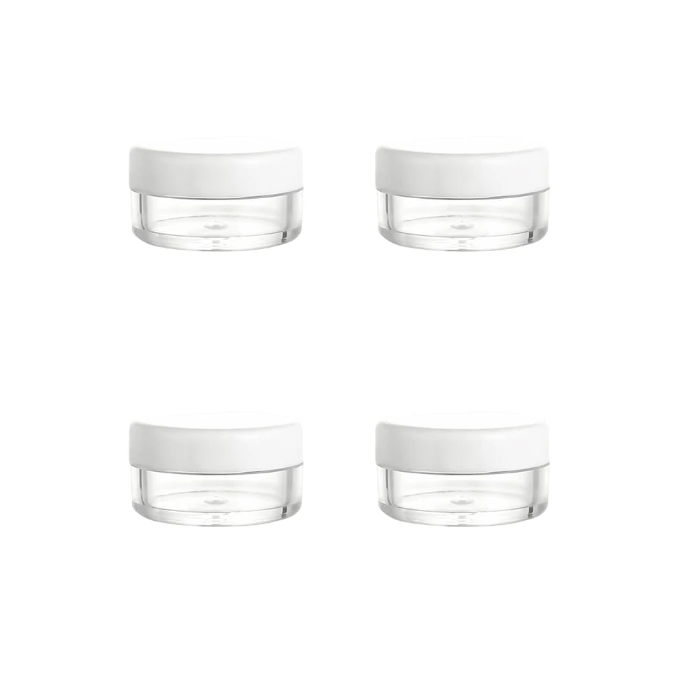 Empty Sample Pots, 4 Pcs Empty Plastic Cosmetic Jars, Clear Travel Cosmetic Container, Mini Cosmetic Containers, for Face Creams, Sample, Make-Up