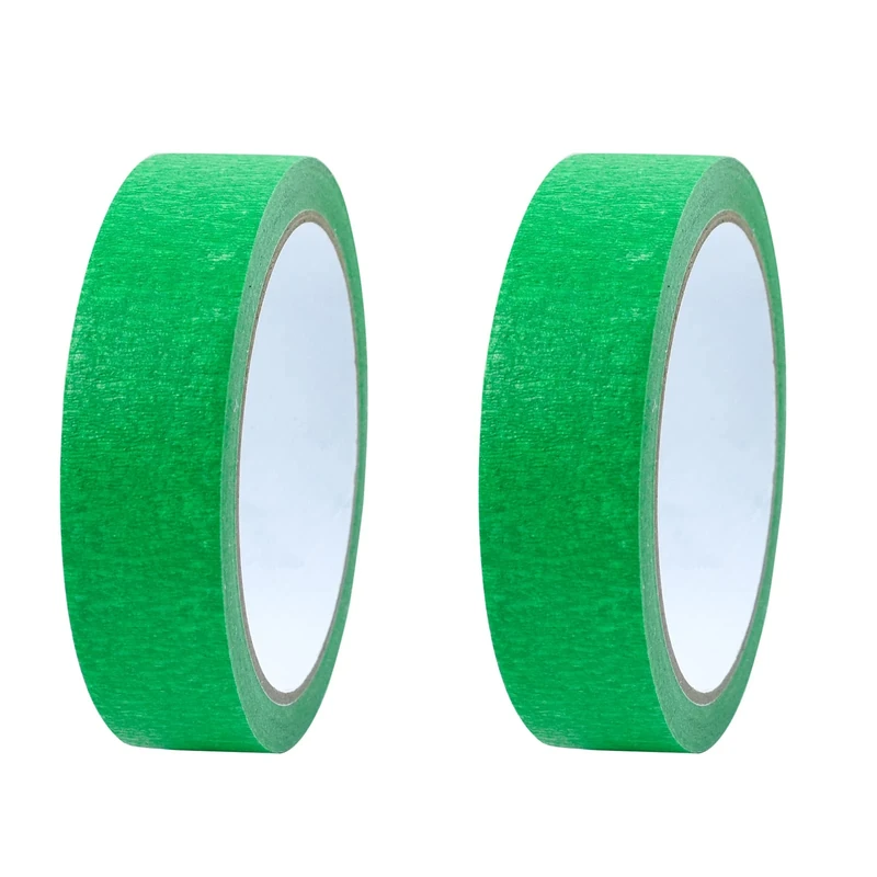 2 Rolls Green Premium Masking Tape,Painters Tape Masking Tape Sharp Lines 25mm X 20M Indoor Decorating Tape Writable Artist Painting Tape Adhesive Crafts Painters Tape for Painting and Decorating