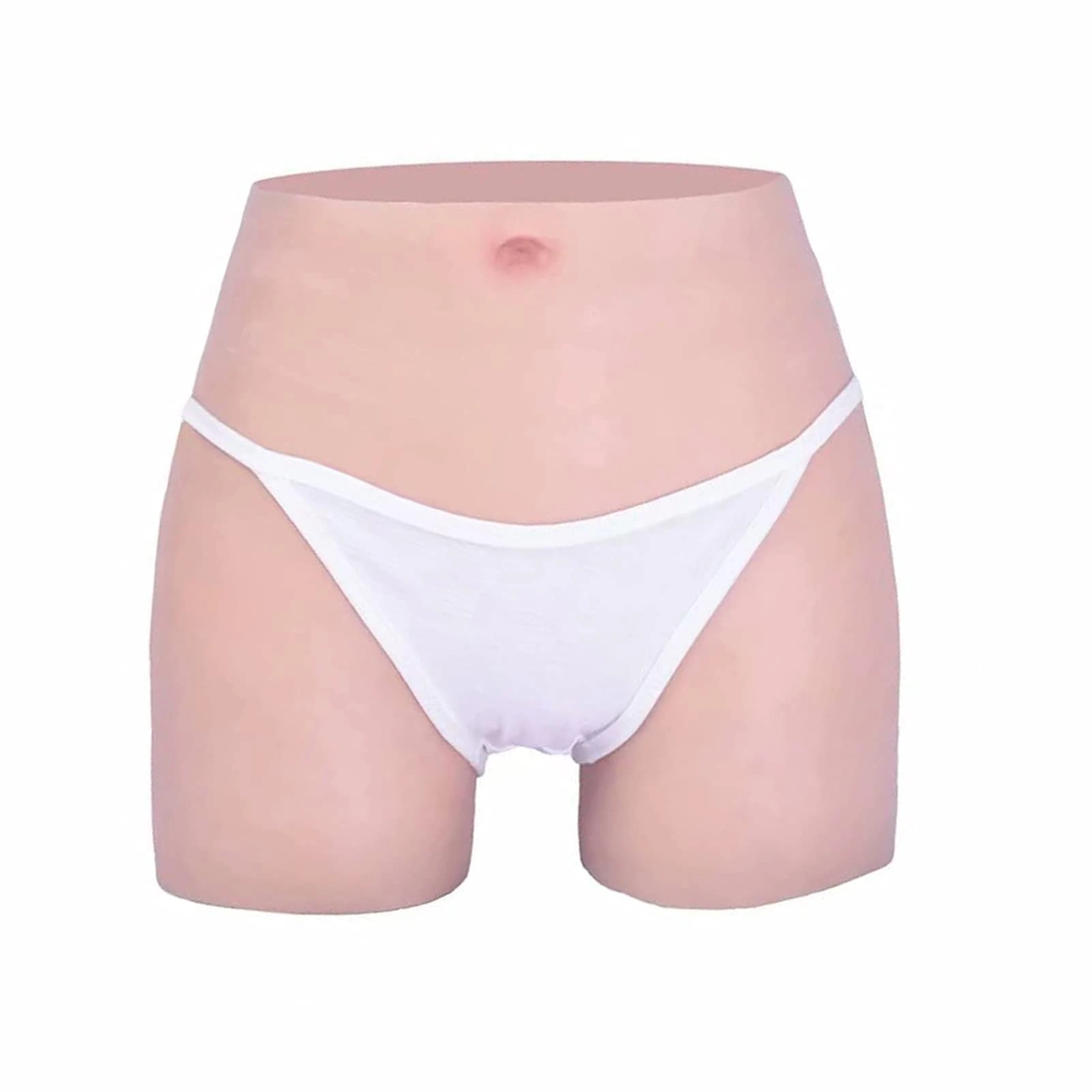 DUEVEL Realistic Silicone Panty Boxer Briefs Hip Shaping Pants Crossdresser Underwear Control Knickers for Transgender Cosplay,White,upgraded