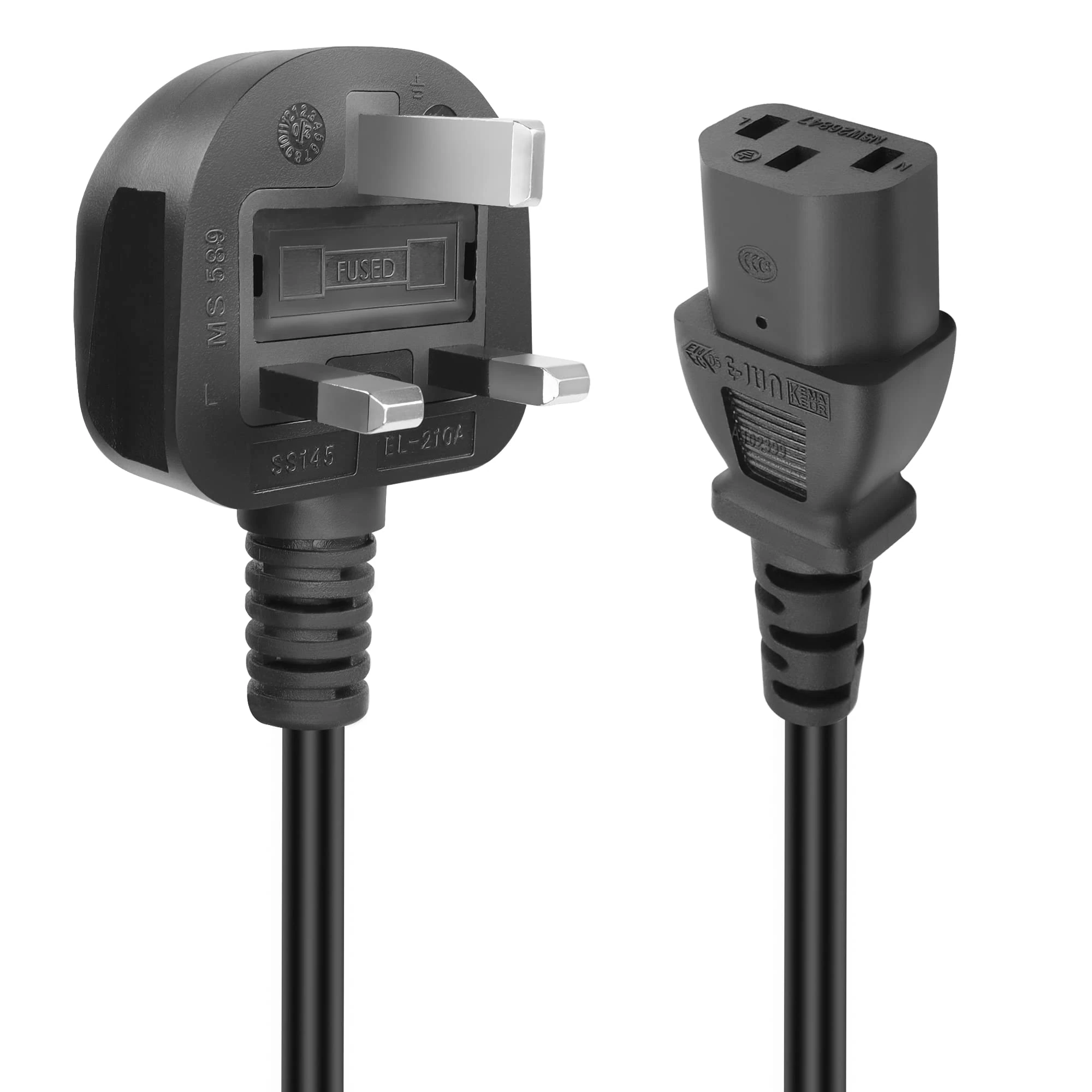 GELRHONR UK Power Cable,250V 10A 3 Pin Mains to IEC AC Power Cord for Computer,Monitor,TV, Kettle lead 1.5M Black