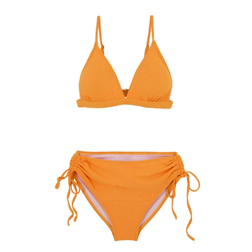 Swimsuit women's ins wind hot spring vacation split sexy bikini two-piece slimming belly-covering swimsuit (Color : Yellow, Size : S code) (Yellow L)