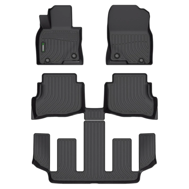 ANBINGO Floor Mats Custom for Mazda CX9 (Only Fit 6 Passenger Without 2nd Row Console) 2016-2023 Waterproof All Weather Car Mats Guard Liners Front & Rear & 3rd Row CX-9 Full Set Accessories -Black