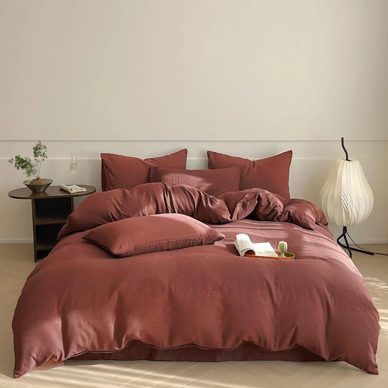 Luxlovery Brick Red Comforter Set Twin Teens Kids Dark Rust Red Bedding Comforter Set Solid Soft Breathable Blanket Quilts 3 Piece Bedding Set for Twin Bed