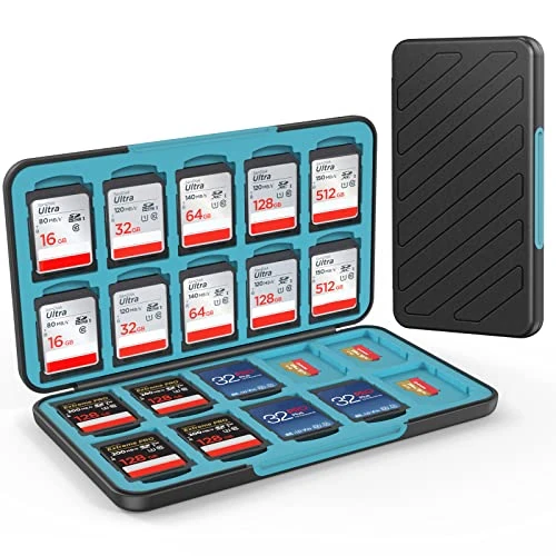 HEIYING Memory Card Case for SD/TF Cards,Portable SD Card Holder Storage Case Compatible with 20 SDXC SDHC and 20 TF Cards Slots