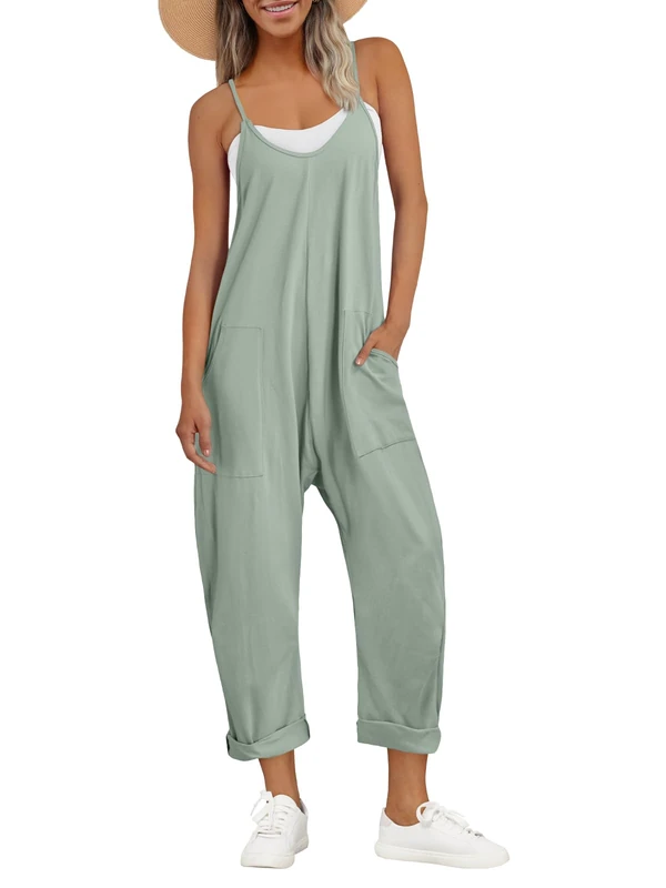 AUTOMET Jumpsuits for Women Casual Summer Outfits Rompers Comfy Beach Vacation Trendy Overalls Jumpers Fashion Clothes 2025, Sage, Large - Image 1