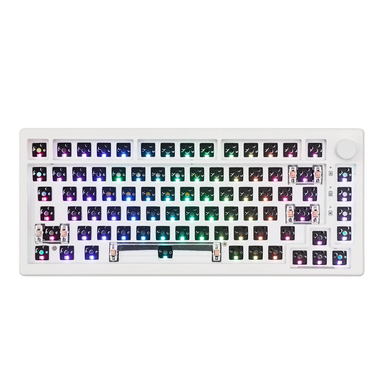 EPOMAKER Aura75 75% Mechanical Keyboard Kit, Hot Swappable 2.4Ghz/Bluetooth 5.0/USB-C Wired Gaming Keyboard Kit, with Silicone Pad, 3000mAh Battery, South-Facing LED, RGB Backlight for Win/Mac (White)