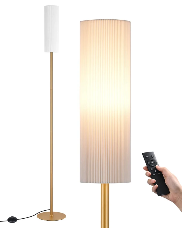 EDISHINE 165cm Gold Floor Lamp - Dimmable LED with Remote