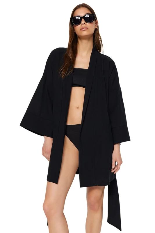 Trendyol Kimono & Caftan - Black - Regular fit,Black,36