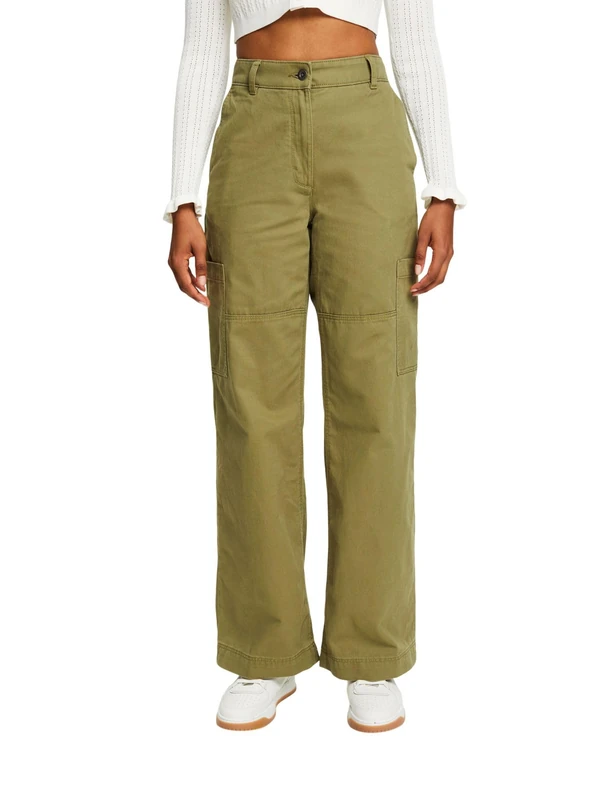 ESPRIT Wide Leg Cargo Pants, Light Khaki, 30W x 32L - Image 1